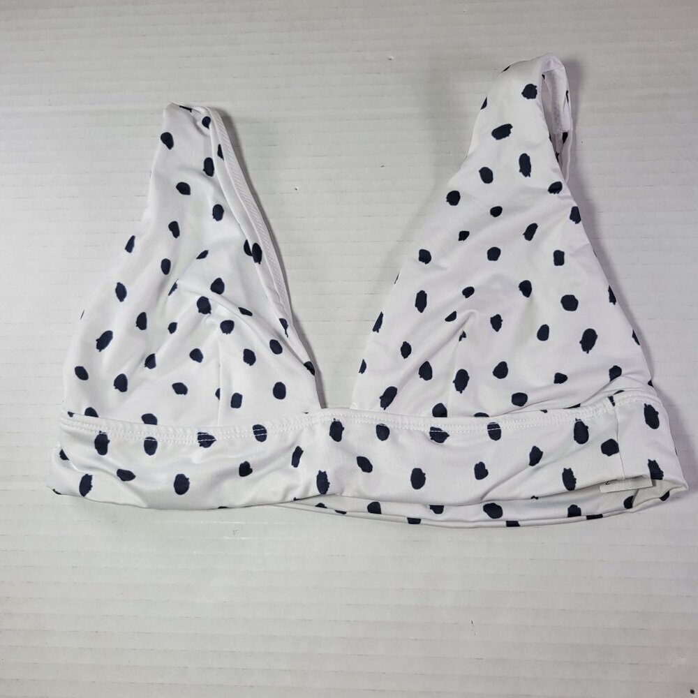 ASOS Design White & Navy Polka Dot Triangle Bikini Top Swimwear Size US 6